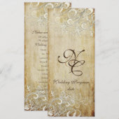 PixDezines Vintage Cream Swirls/Faux Parchment Programmakaart (Voorkant / Achterkant)