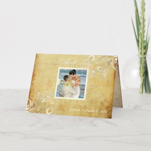 PixDezines vintage crèmeswervelingen Bedankkaart (Voorkant)