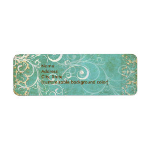 PixDezines Vintage Damast Kant / Aqua Etiket