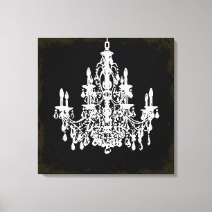 PixDezines vintage DIY kleur/kristal kroonluchter Canvas Afdruk
