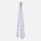 PixDezines Vintage Dusty Blue Toile Roses  Stropdas (Achterkant)