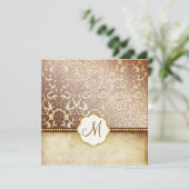 PixDezines vintage flora damask monogram Kaart (Staand voorkant)