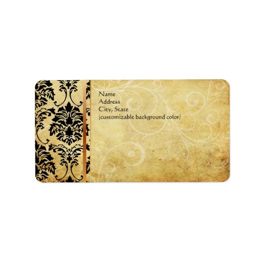 PixDezines vintage Florentius damast Etiket (Voorkant)