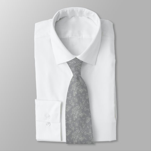 PixDezines Vintage Grijze Toile Rozen Stropdas (Gebonden)