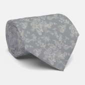 PixDezines Vintage Grijze Toile Rozen Stropdas (Opgerold)