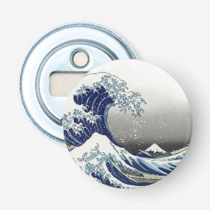PixDezines Vintage, Grote Golf, Hokusai 葛飾北斎の神奈川沖浪 Button Flesopener