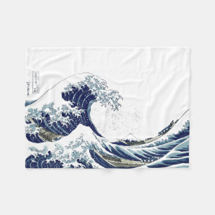 PixDezines Vintage, Grote Golf, Hokusai 葛飾北斎の神奈川沖浪 Fleece Deken