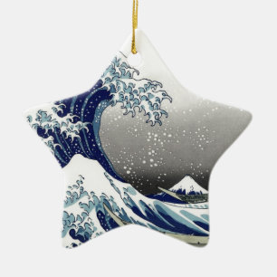 PixDezines Vintage, Grote Golf, Hokusai 葛飾北斎の神奈川沖浪 Keramisch Ornament