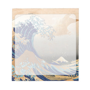 PixDezines Vintage Grote Golf Hokusai 葛飾北斎の神奈川沖浪 Notitieblok