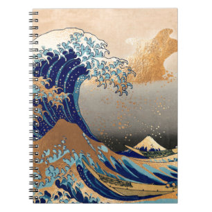 PixDezines Vintage, Grote Golf, Hokusai 葛飾北斎の神奈川沖浪 Notitieboek
