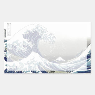 PixDezines Vintage, Grote Golf, Hokusai 葛飾北斎の神奈川沖浪 Rechthoekige Sticker
