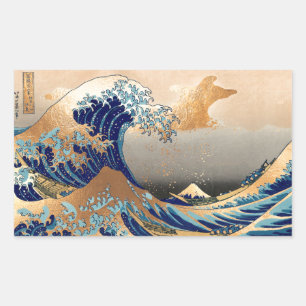 PixDezines Vintage Grote Golf Hokusai 葛飾北斎の神奈川沖浪 Rechthoekige Sticker