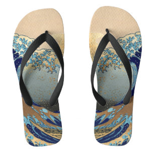 PixDezines Vintage, Grote Golf, Hokusai 葛飾北斎の神奈川沖浪 Teenslippers