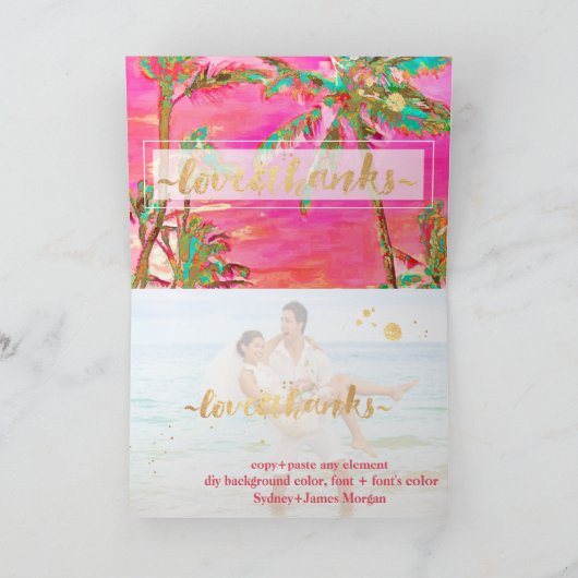 PixDezines Vintage Hawaï/Dank u Bedankkaart (Binnen)