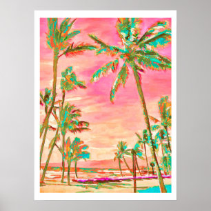 PixDezines Vintage Hawaiaanse Strand/Persimmon Poster