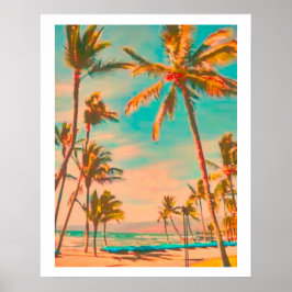 PixDezines Vintage Hawaiaanse Strand Poster