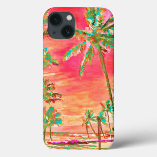 PixDezines Vintage Hawaiiaans Strand/Koraal/ Turko iPhone 13 Hoesje