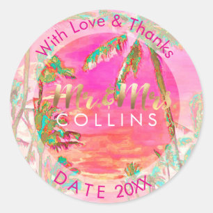 PixDezines Vintage Hawaiian Beach/Dank u Ronde Sticker