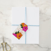 PixDezines vintage/hibiscus/ Cadeaulabel (Met Touw)
