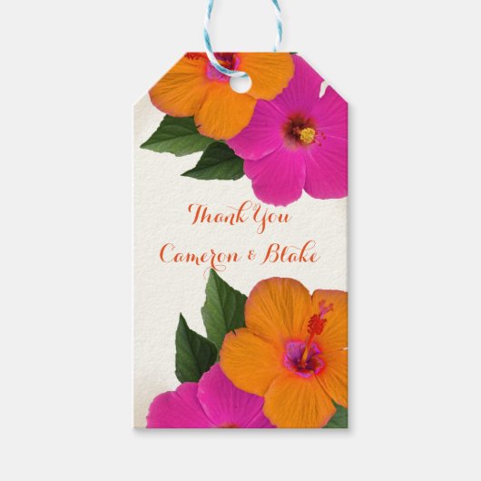 PixDezines vintage/hibiscus/ Cadeaulabel (Voorkant)