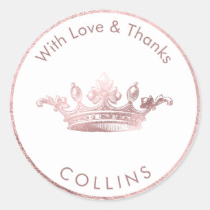 PixDezines Vintage Keizerskroon/Nep Roze Goud Ronde Sticker