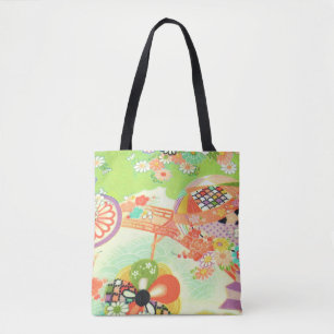 PixDezines Vintage Kimono Print/Pioenrozen/Sakura Tote Bag