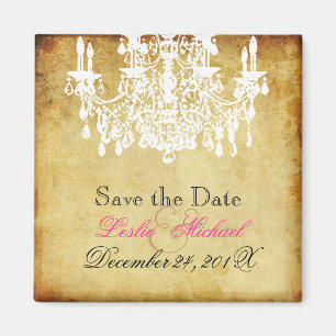 PixDezines Vintage Kroonluchter/ Save the Date Magneet