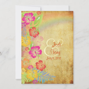 PixDezines vintage/Leis/Luau/hibiscus+regenboog Kaart