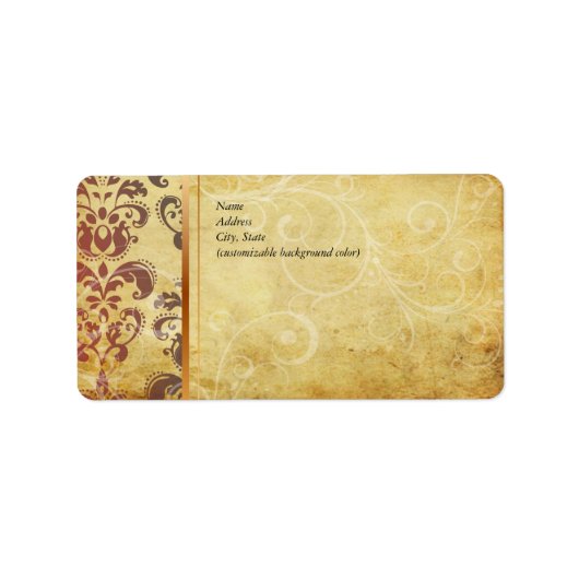 PixDezines vintage lelie damast Etiket (Voorkant)