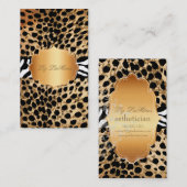 PixDezines vintage luipaard+zebra Visitekaartje (Voorkant / Achterkant)