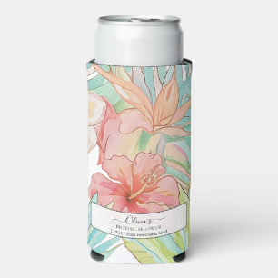 PixDezines Vintage Lush H2 Hawaï Bloemige Bladeren Seltzer Blikjeskoeler