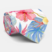 PixDezines Vintage Lush H2 Hawaii Bloemige Bladgro Stropdas (Opgerold)
