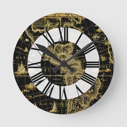 PixDezines vintage nautical map Ronde Klok (Voorkant)