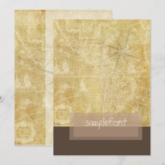 PixDezines Vintage Nauticale Kaart+kompas (Voorkant / Achterkant)