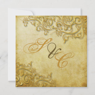 PixDezines vintage nep gouden krullen Kaart
