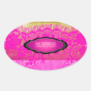 PixDezines vintage nepspitsen/DIY-achtergrondkleur Ovale Sticker