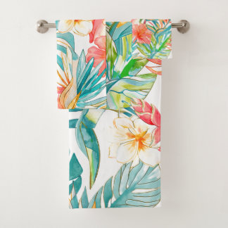 PixDezines Vintage Pastel H2 Hawaï Bloemenblad Bad Handdoek