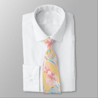 PixDezines Vintage Pastel H2 Hawaï Bloemige Blader Stropdas