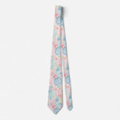 PixDezines Vintage Pastel H2 Hawaï Bloemige Blader Stropdas (Voorkant)