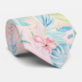 PixDezines Vintage Pastel H2 Hawaï Bloemige Blader Stropdas (Opgerold)