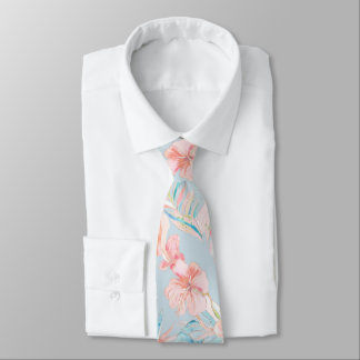 PixDezines Vintage Pastel H2 Hawaï Bloemige Blader Stropdas