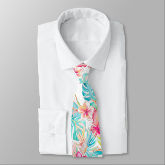 PixDezines Vintage Pastel H2 Hawaï Bloemige Blader Stropdas