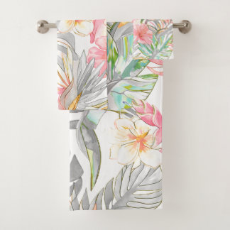 PixDezines Vintage Pastel H2 Hawaï Bloemige Bladgr Bad Handdoek