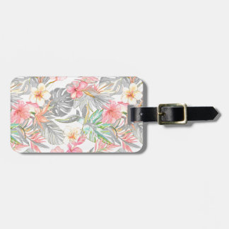 PixDezines Vintage Pastel H2 Hawaï Bloemige Bladgr Bagagelabel