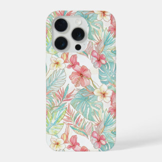 PixDezines Vintage Pastel H2 Hawaï Bloemige Bladgr iPhone 15 Pro Case