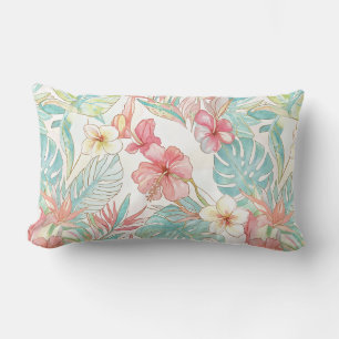 PixDezines Vintage Pastel H2 Hawaï Bloemige Bladgr Kussen