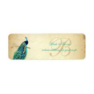 PixDezines Vintage Pauw Illustratie Etiket