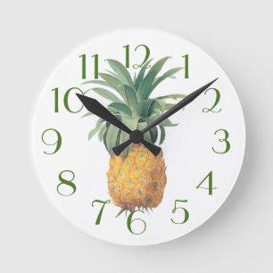 PixDezines Vintage Pineapple/DIY Color/Font Ronde Klok