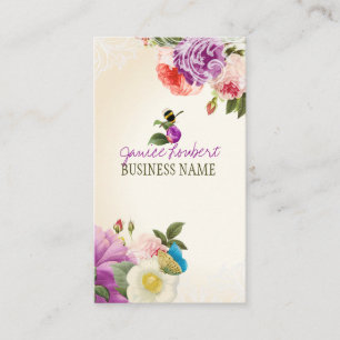 PixDezines vintage pioenrozen/DIY achtergrond Visitekaartje