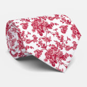 PixDezines Vintage Rode Toile Rozen  Stropdas (Opgerold)